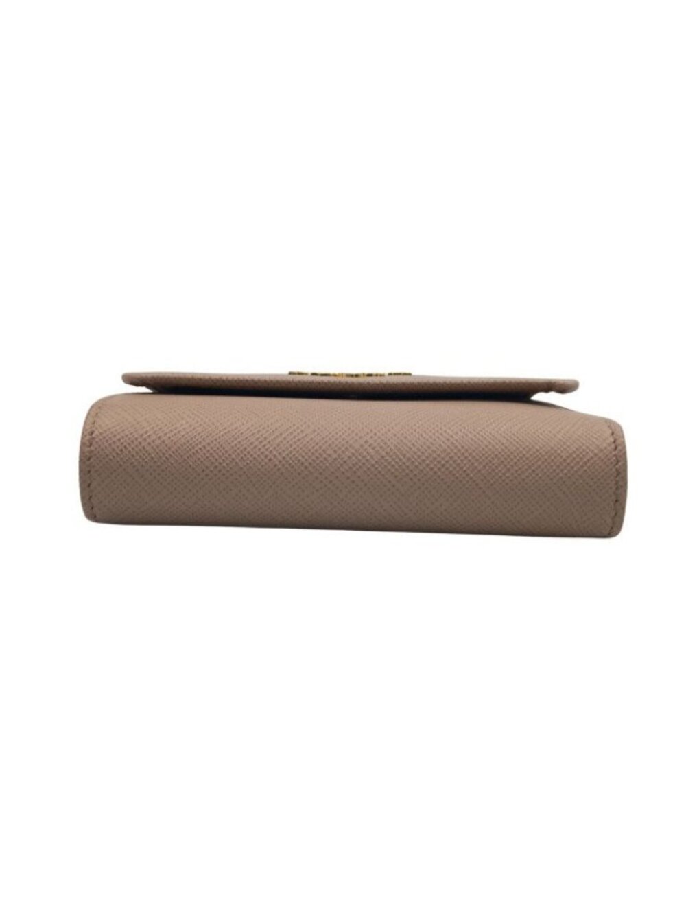 Prada Trifold Wallet Beige Saffiano Leather Gold - Picture 4 of 10